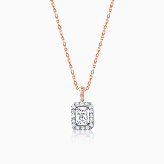 Rose Gold Sparkling Cuboid Diamond Pendant