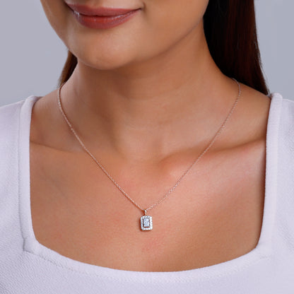 Rose Gold Sparkling Cuboid Diamond Pendant