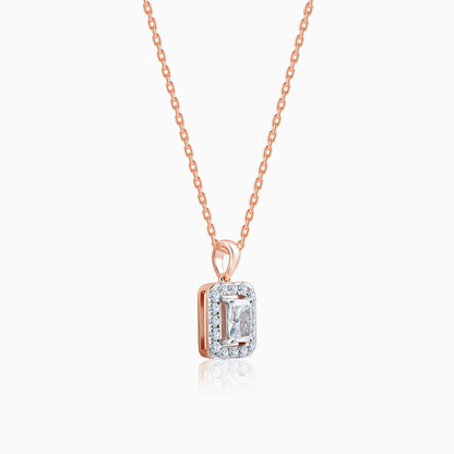 Rose Gold Sparkling Cuboid Diamond Pendant