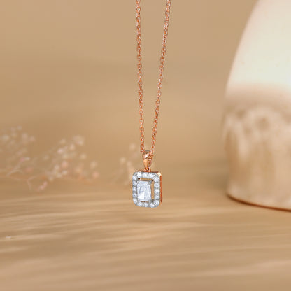 Rose Gold Sparkling Cuboid Diamond Pendant