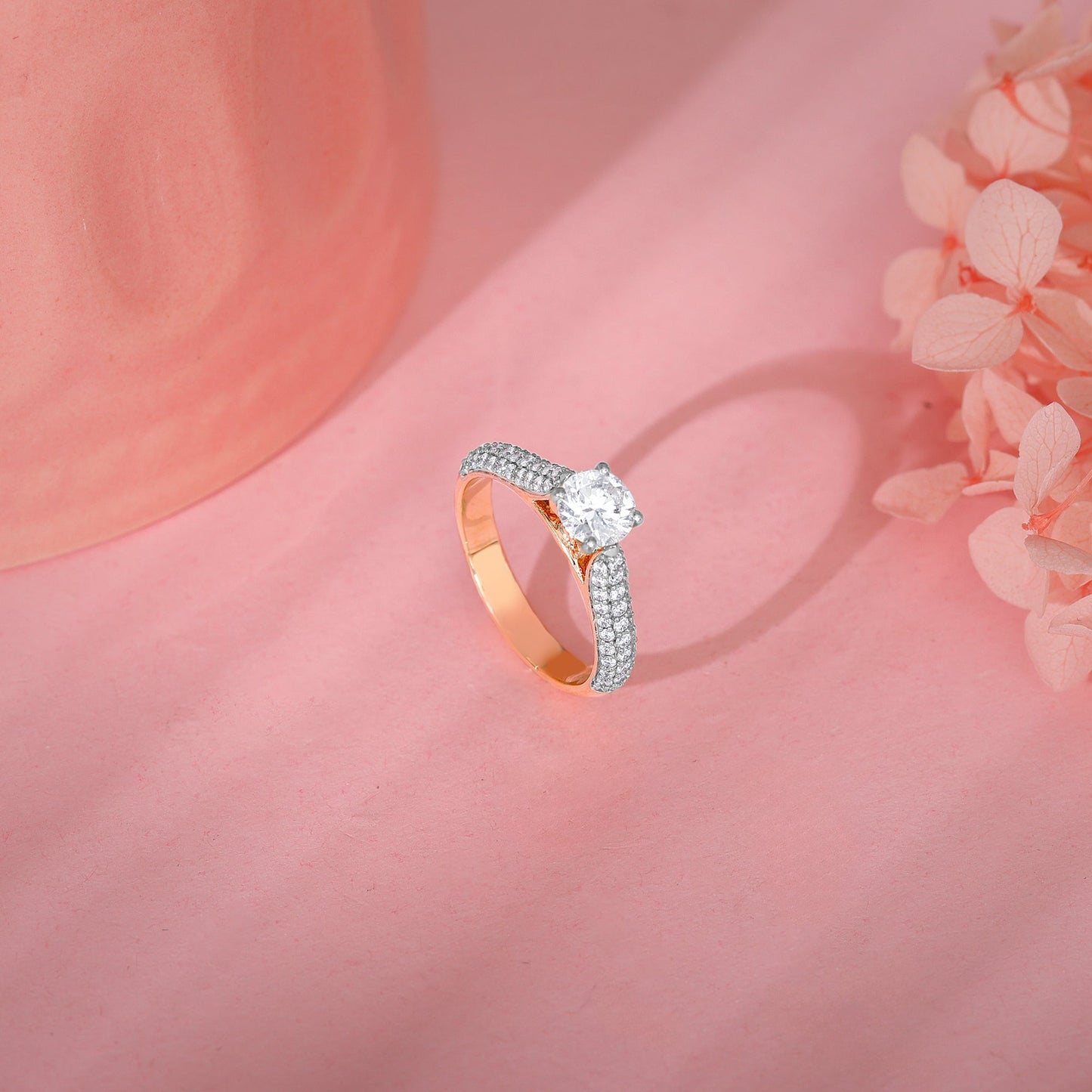 Rose Gold Solitaire Meraki Ring