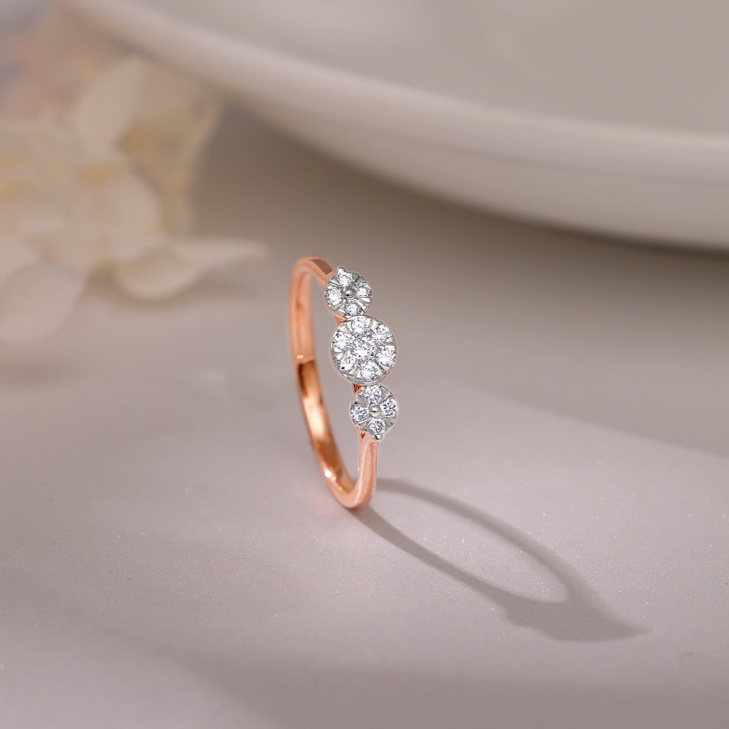 Rose Gold Troika Diamond Ring