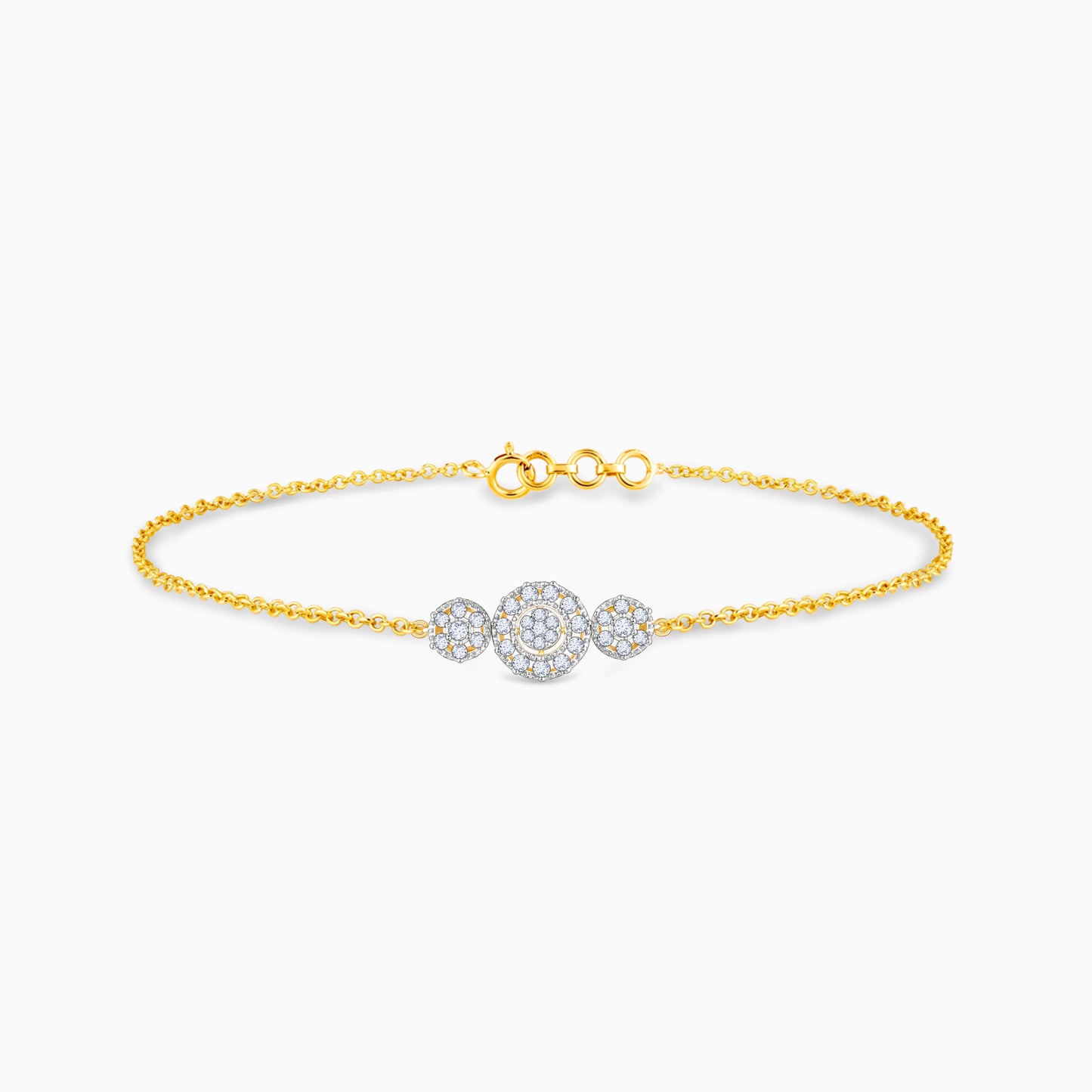 Gold Circular Flower Diamond Bracelet