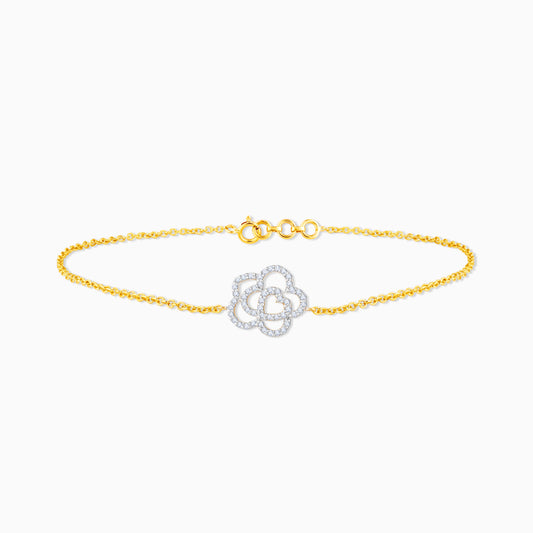 Gold Plumeria Diamond Bracelet