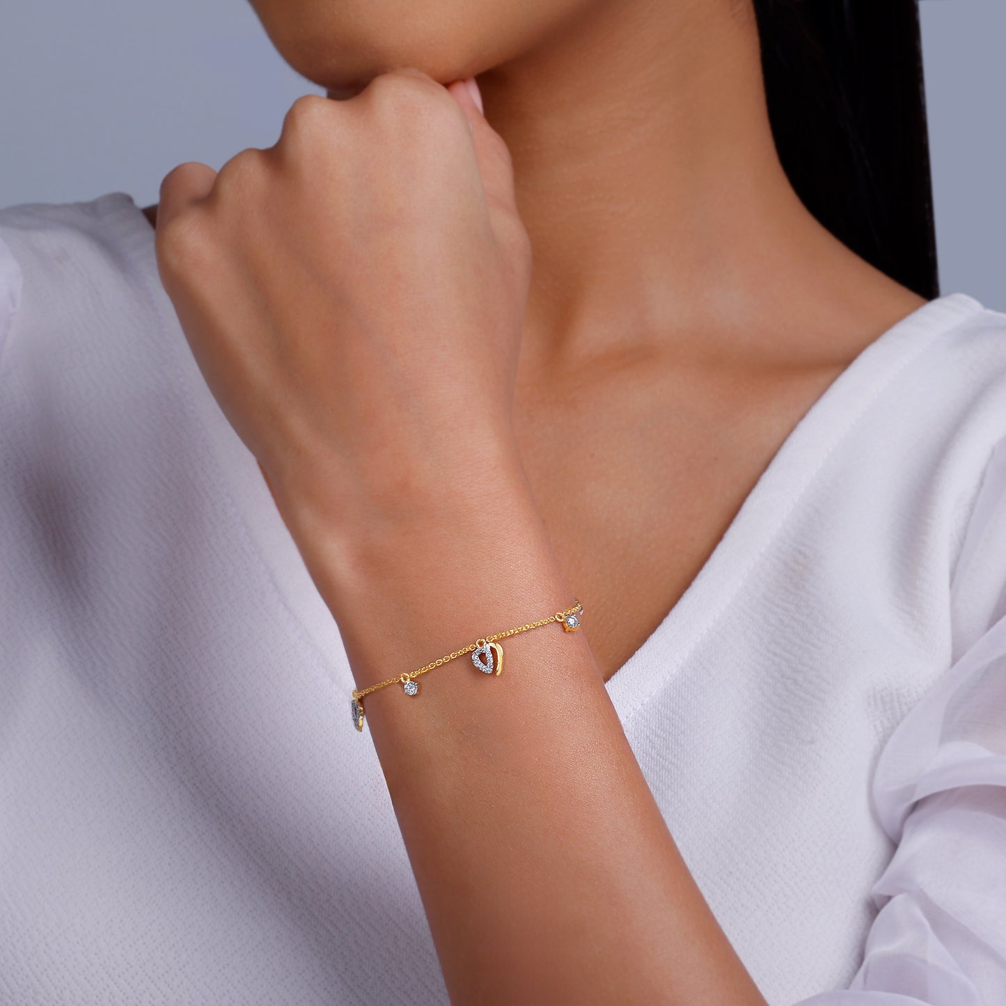 Gold Heartfelt Diamond Bracelet