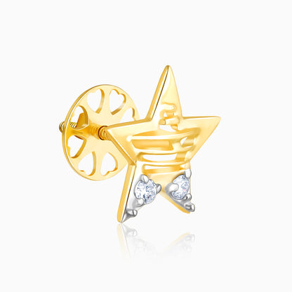 Gold Shining Star Diamond Earrings