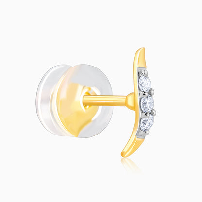 Gold Minimal Wavelet Diamond Stud Earrings