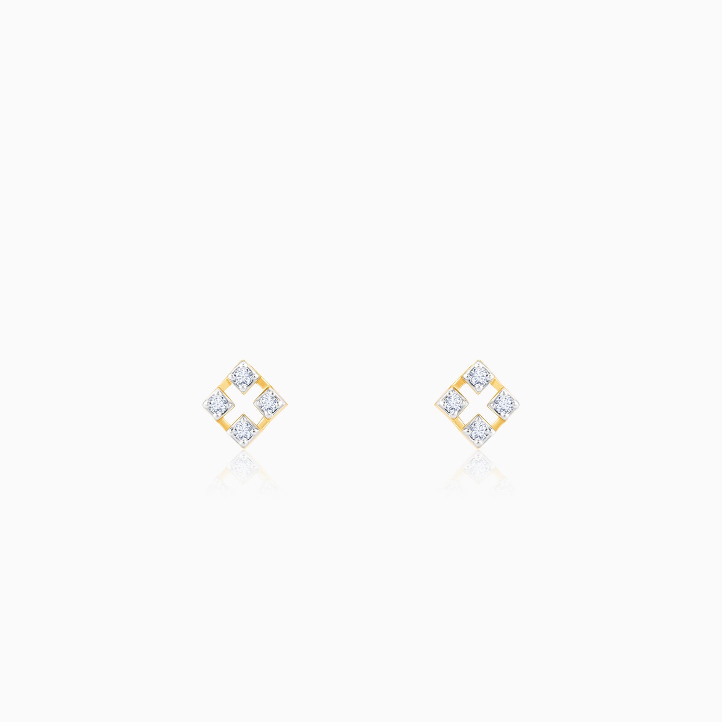 Gold Rhombus Diamond Stud Earrings