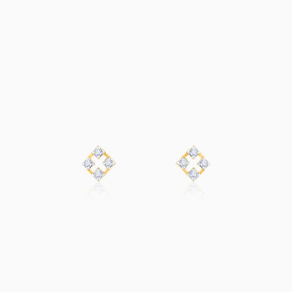 Gold Rhombus Diamond Stud Earrings