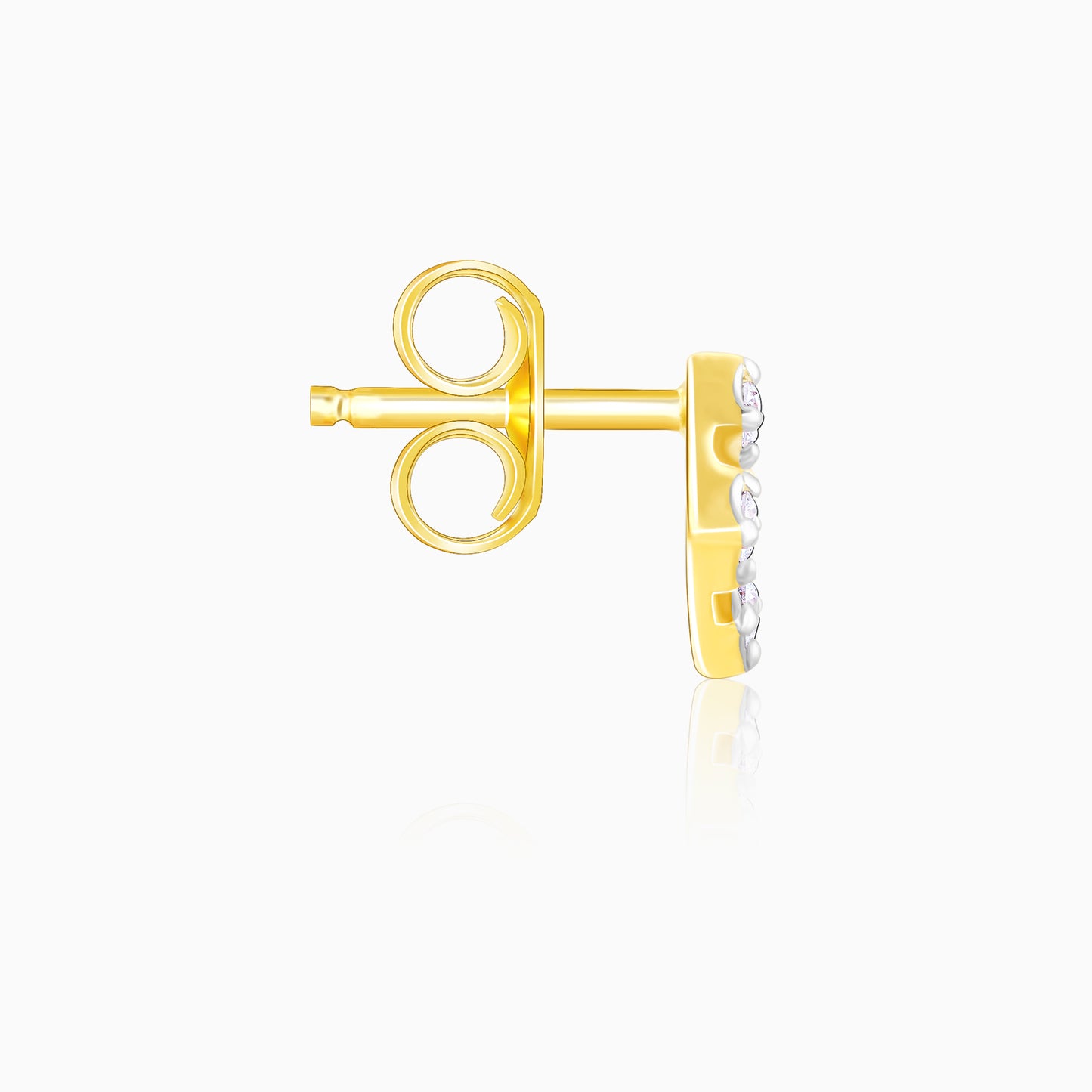 Gold Rhombus Diamond Stud Earrings