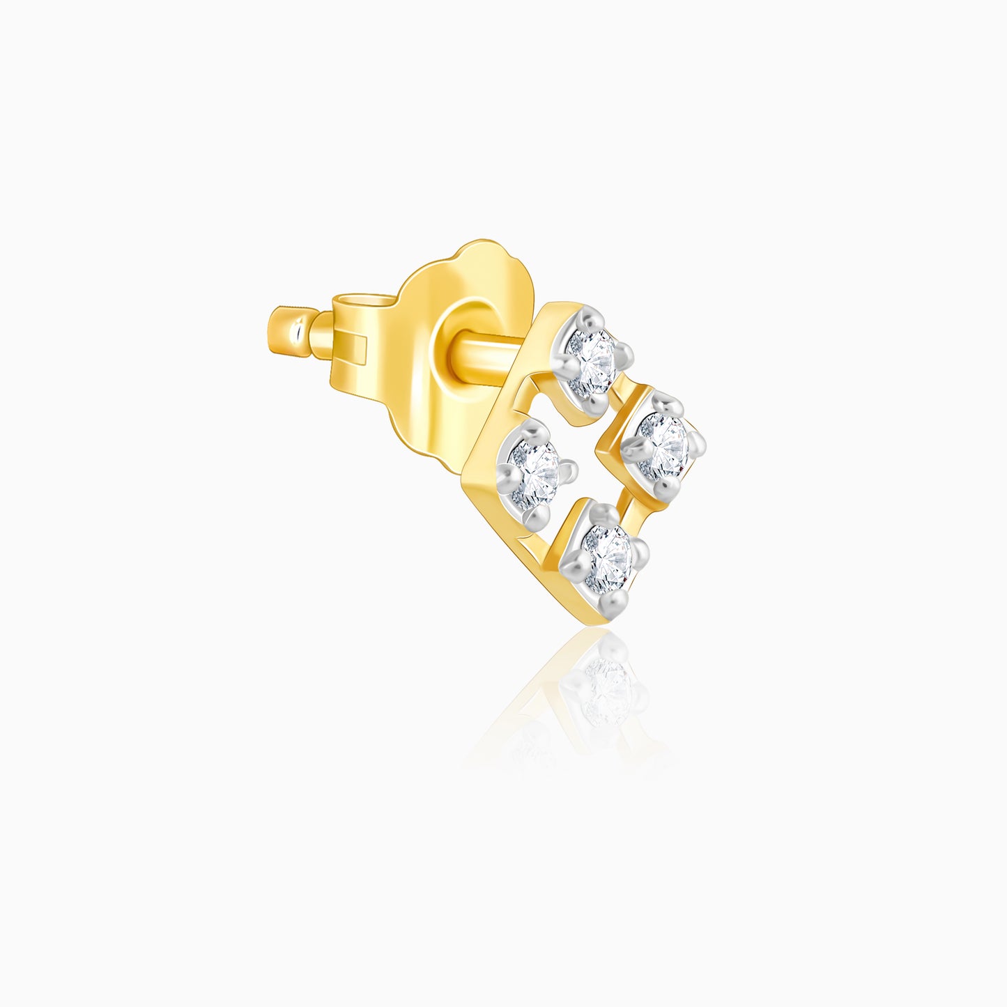 Gold Rhombus Diamond Stud Earrings