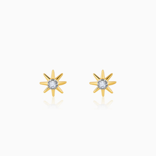 Gold Sunbeam Diamond Earrings