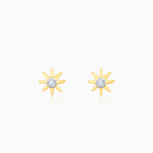 Gold Sunbeam Diamond Earrings