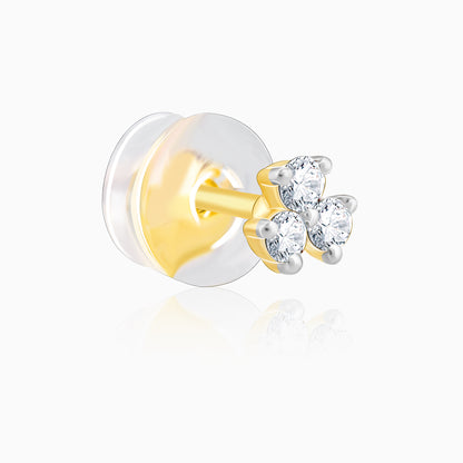 Gold Clover Leaf Diamond Stud Earrings