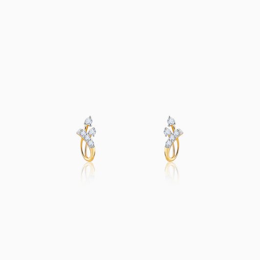 Gold Diamond Curve Studs