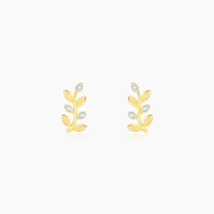 Lab_grown_diamond_Gold_Glittering_Leaves_Diamond_Earrings