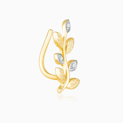 Gold Glittering Leaves Diamond Earrings