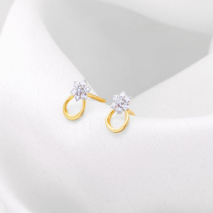 Gold Blooming Diamond Stud Earrings