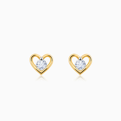 Gold Timeless Heart Diamond Earrings