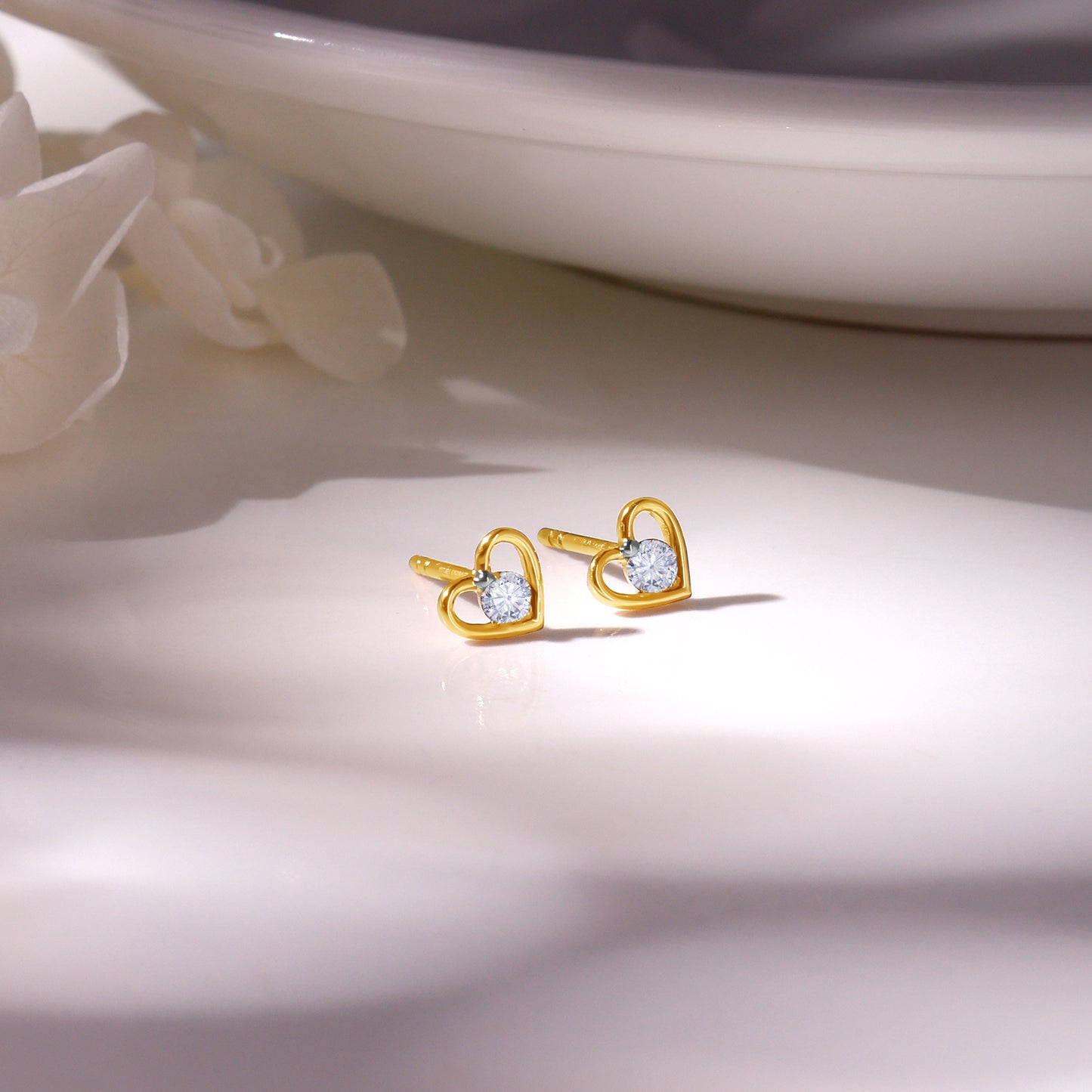 Gold Timeless Heart Diamond Earrings