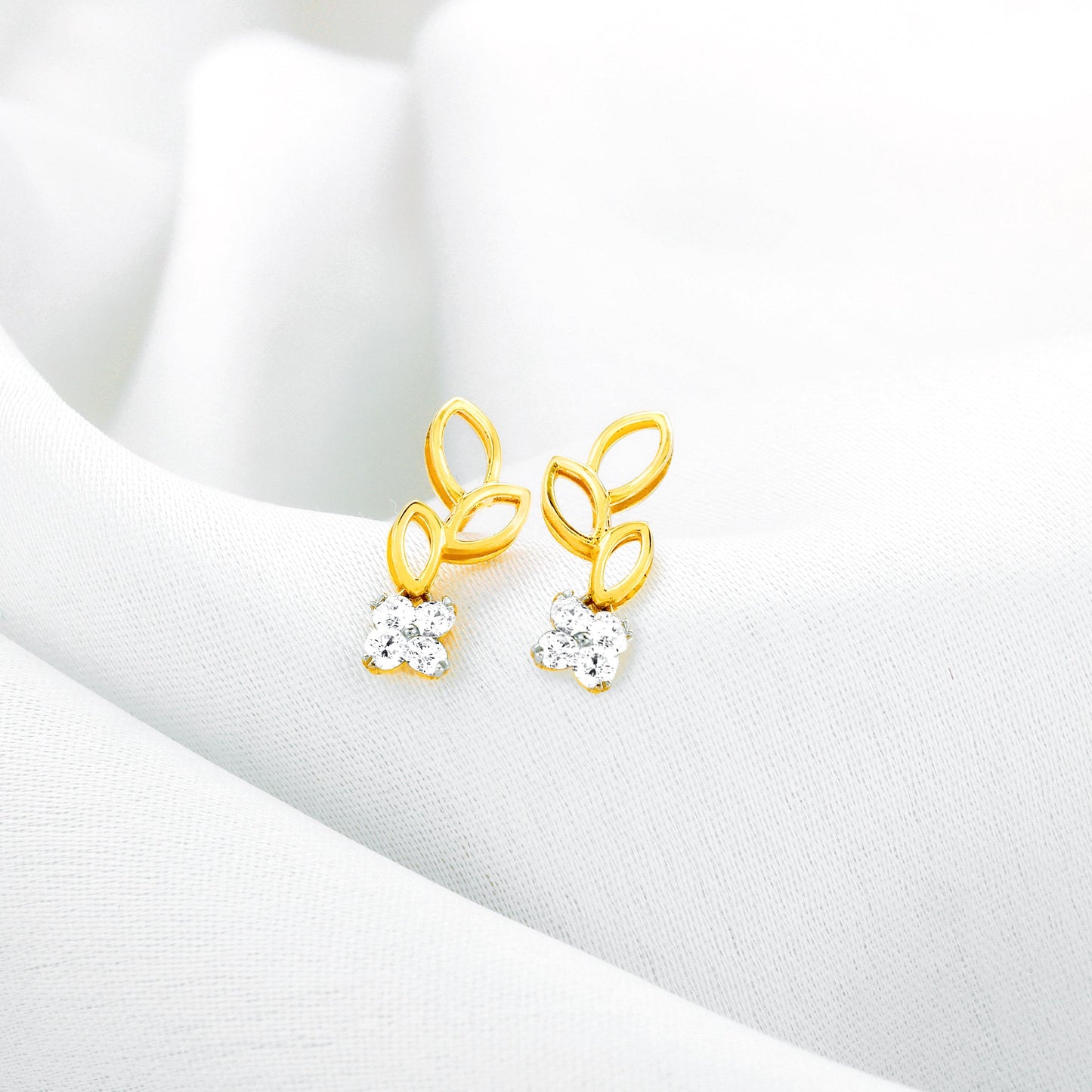 Gold Morning Glory Diamond Earrings