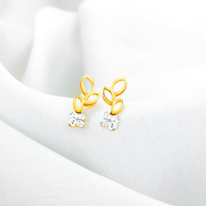 Gold Morning Glory Diamond Earrings