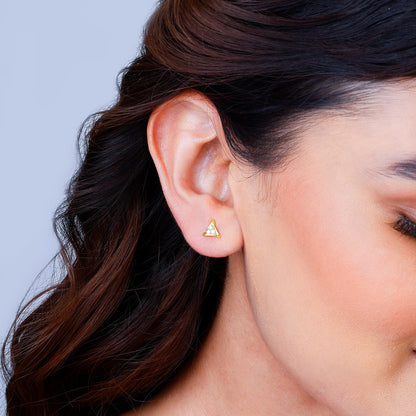 Gold Geometric Trio Diamond Earrings