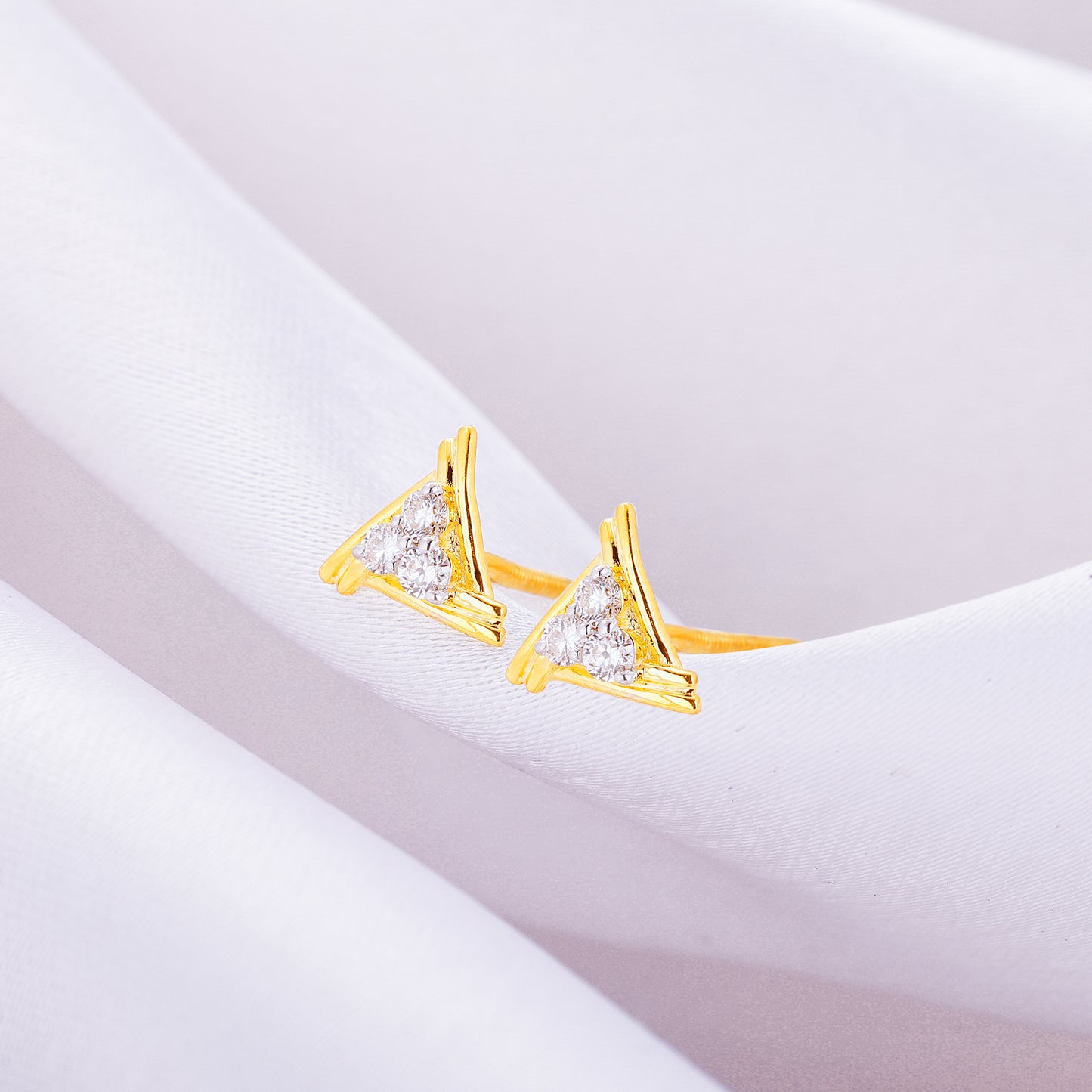 Gold Geometric Triplet Diamond Earrings