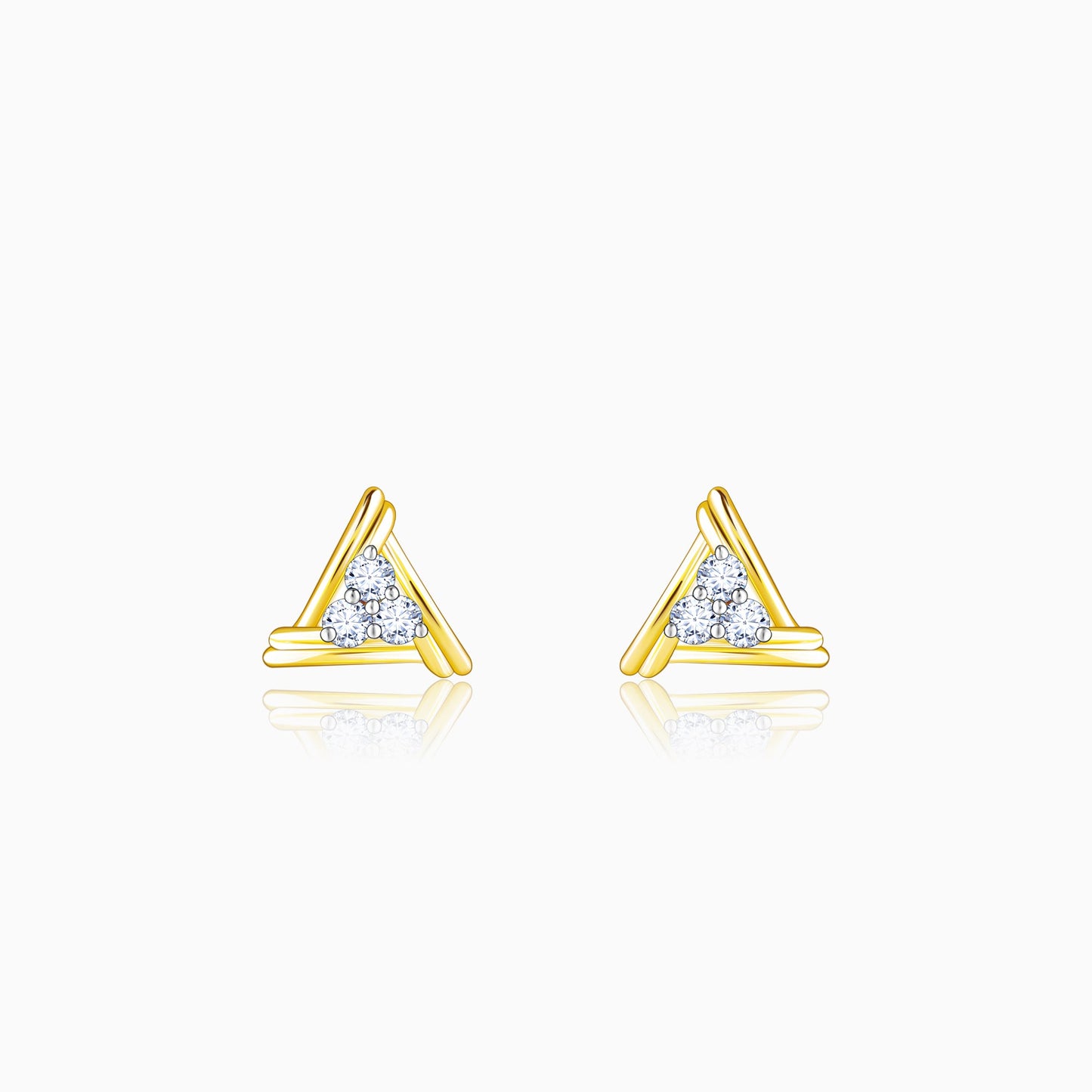 Gold Geometric Trio Diamond Earrings