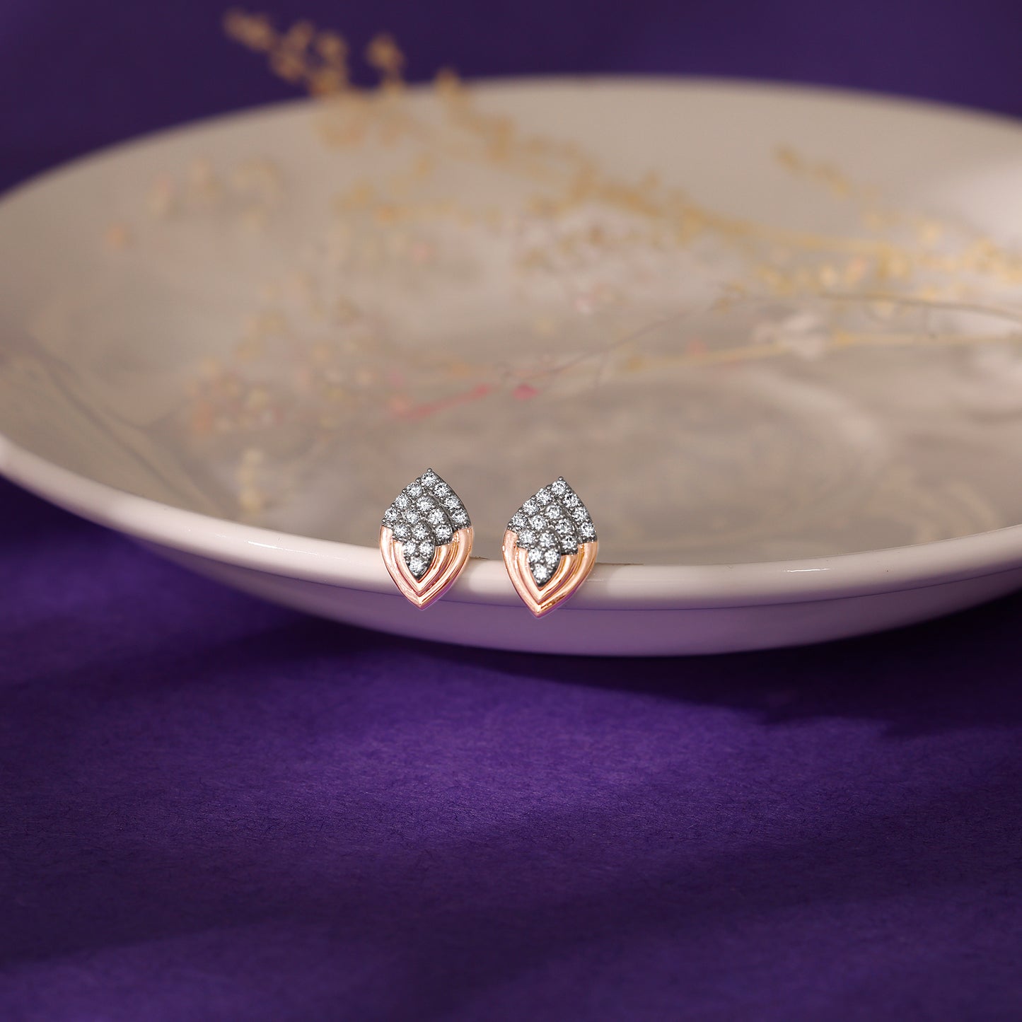 Rose Gold Opulent Bud Diamond Earrings