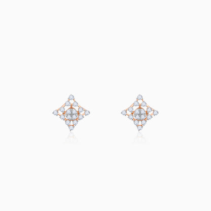 Rose Gold Geometric Square Diamond Earrings