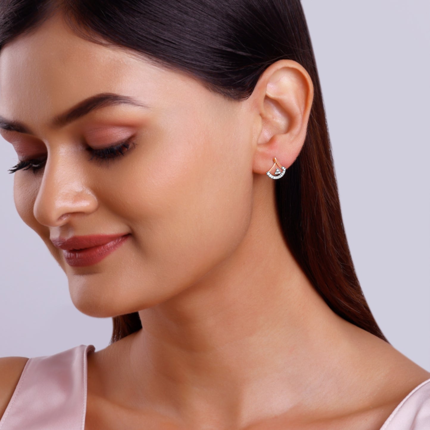 Rose Gold Sleek Diamond Earrings