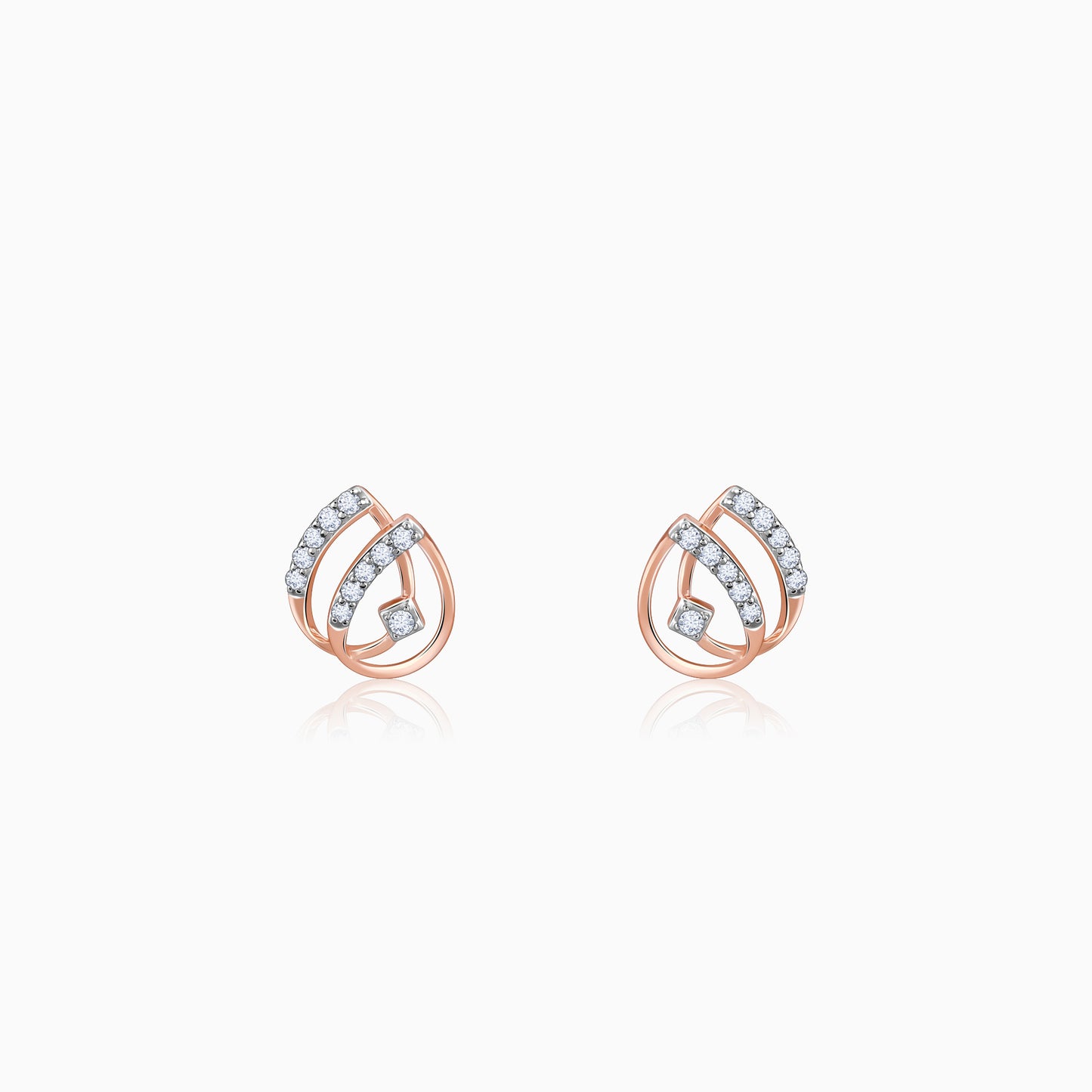 Rose Gold Dual Drop Diamond Earrings