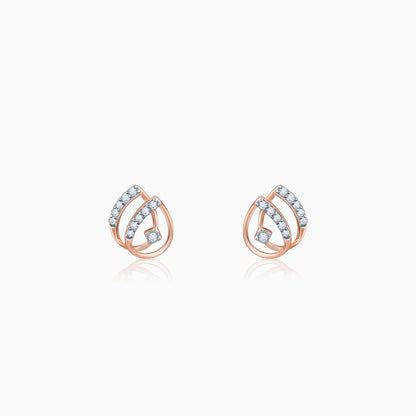 Rose Gold Dual Drop Diamond Earrings