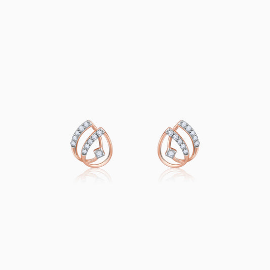 Rose Gold Dual Drop Diamond Earrings