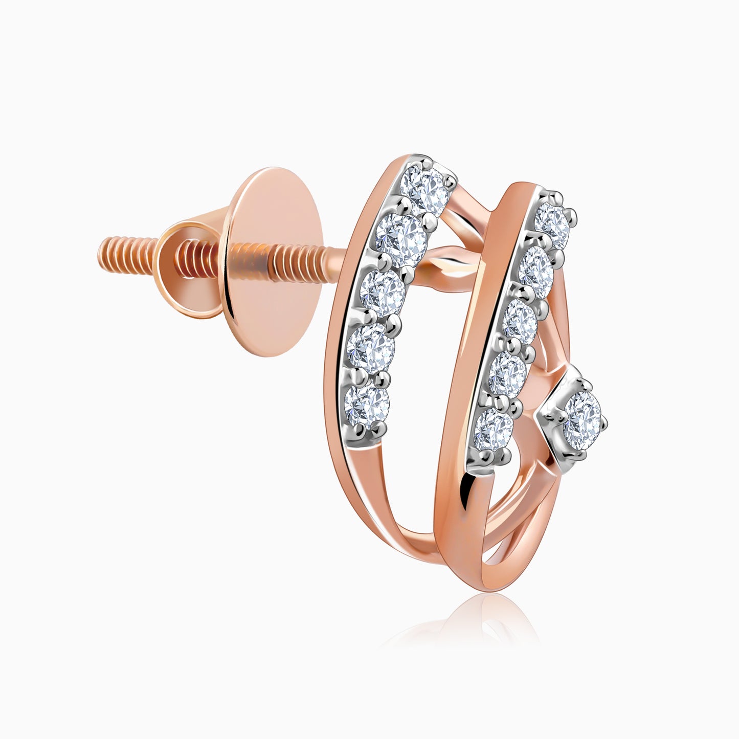 Rose Gold Dual Drop Diamond Earrings