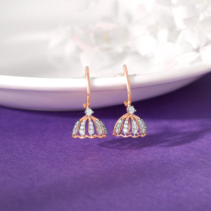 Rose Gold Diamond Jhumki Earrings