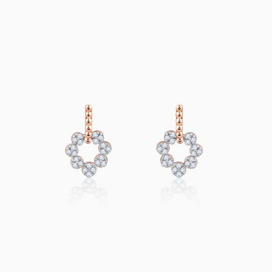 Rose Gold Halo Diamond Earrings