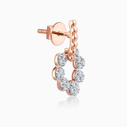 Rose Gold Halo Diamond Earrings