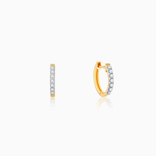 14K Gold Glowing Sphere Diamond Hoop Earrings