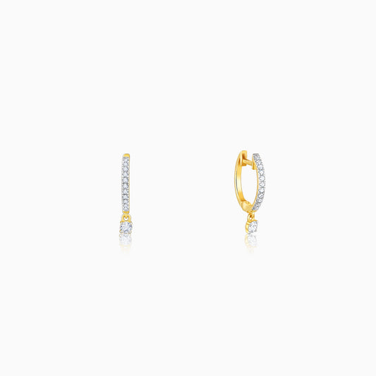 Gold Gleaming Hoop Diamond Earrings