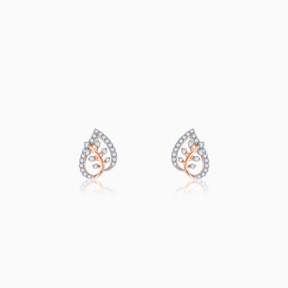 Rose Gold Leafy Love Diamond Earrings