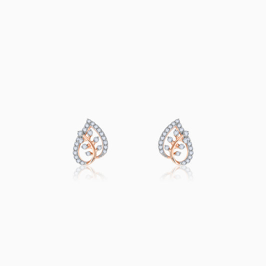 Rose Gold Leafy Love Diamond Earrings