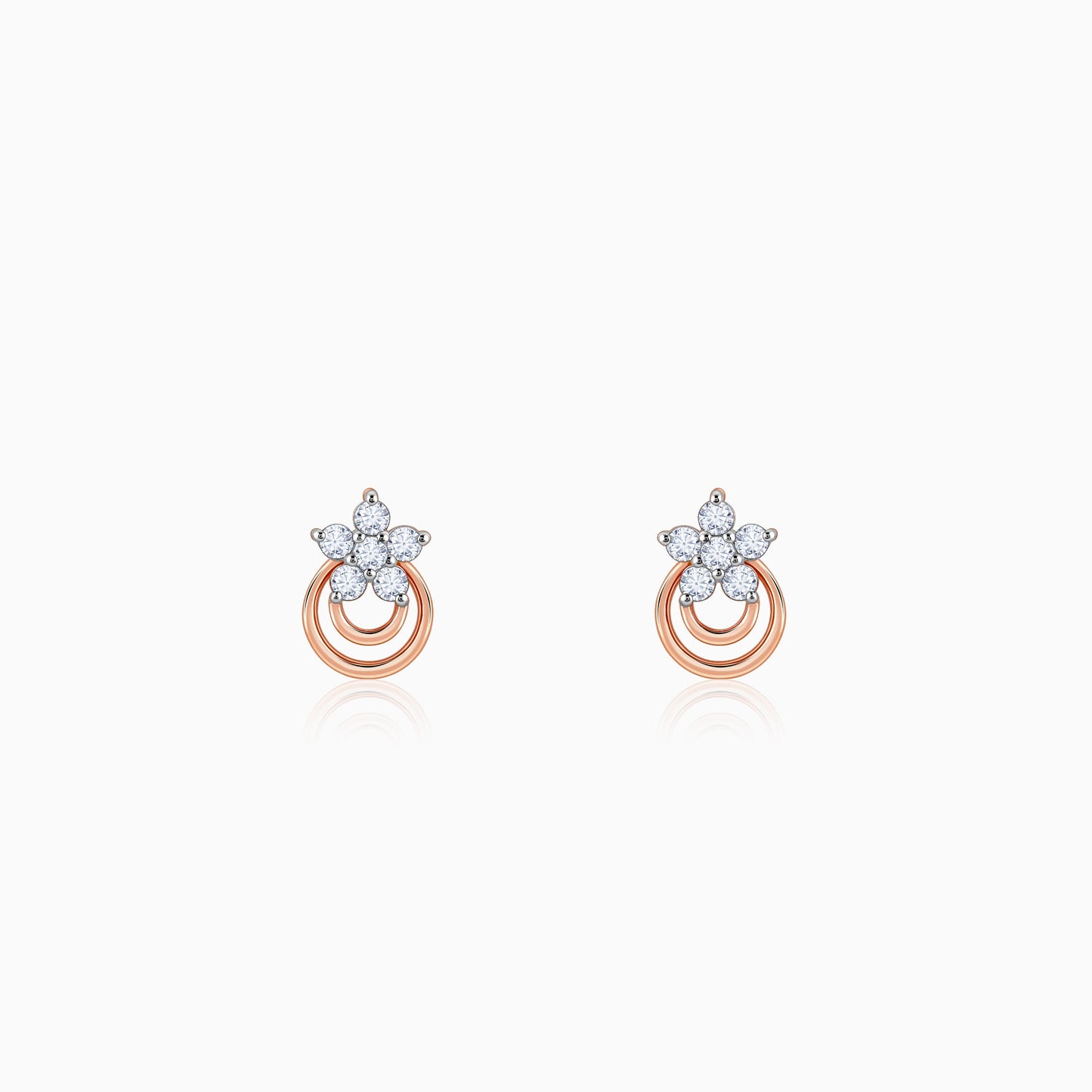 Rose Gold Cosmic Petal Diamond Studs