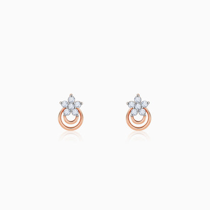 Rose Gold Cosmic Petal Diamond Studs