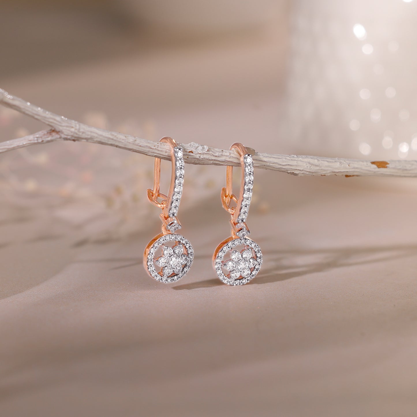 Rose Gold Harmony Diamond Drop Earrings