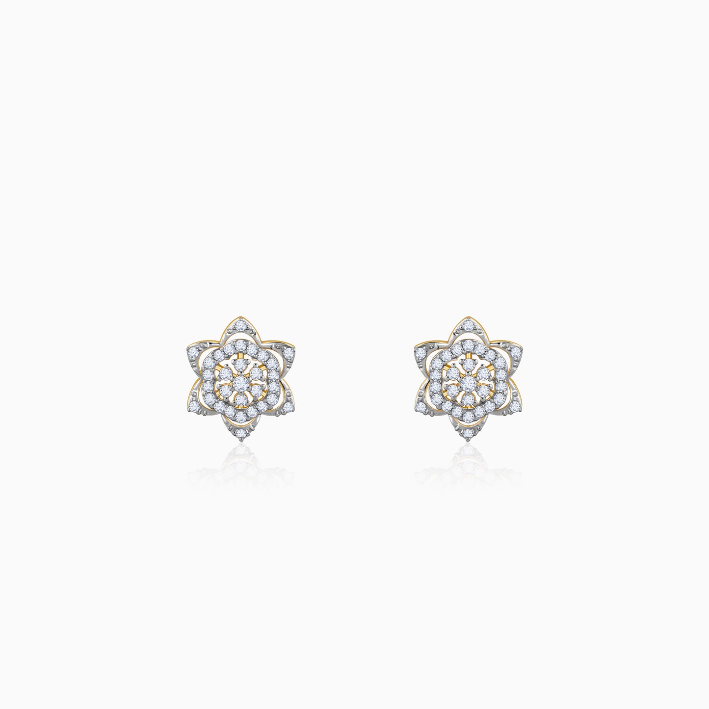 Gold Bright Burst Diamond Earrings