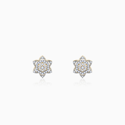 Gold Bright Burst Diamond Earrings