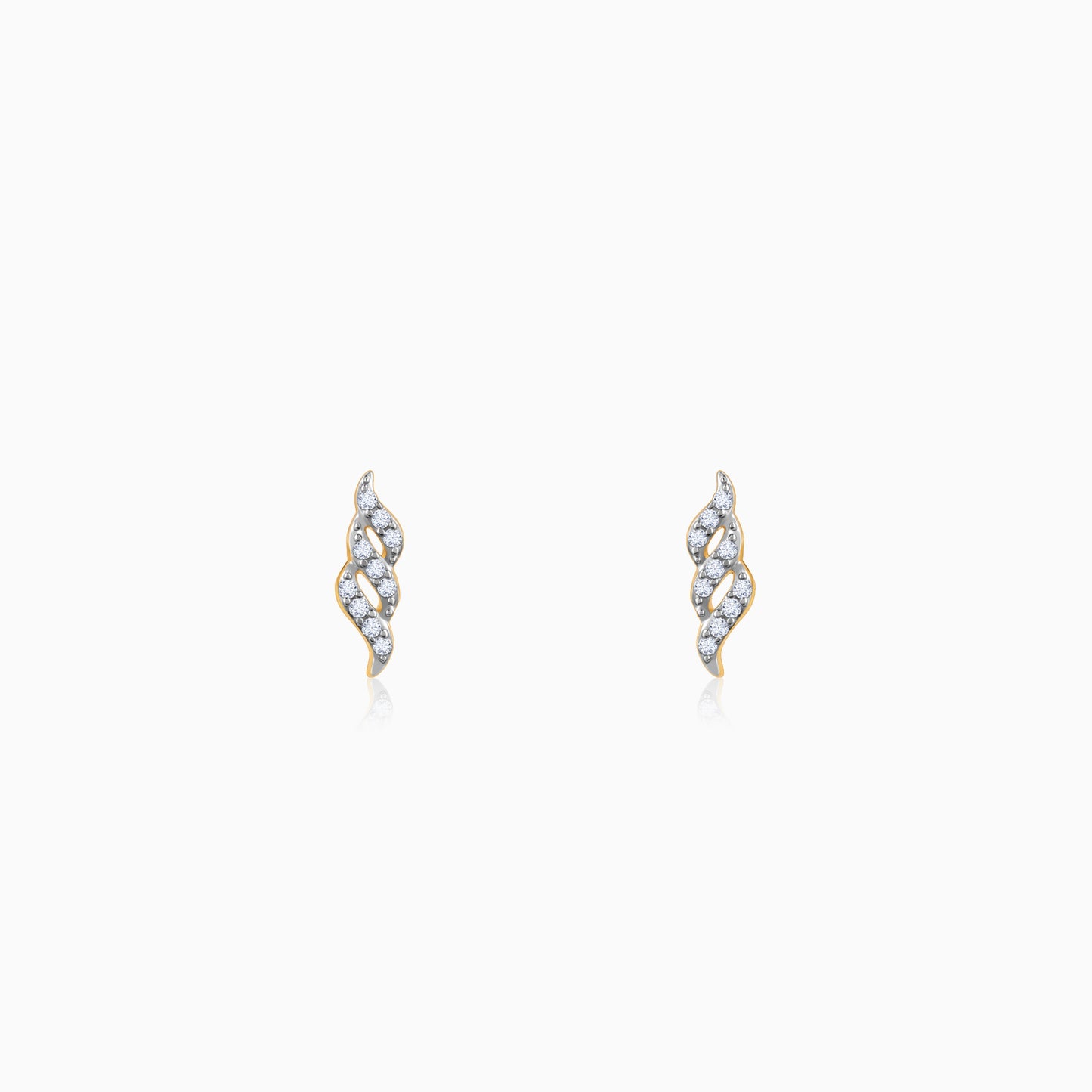 Gold Twisted Twill Diamond Earrings