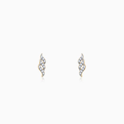 Gold Twisted Twill Diamond Earrings